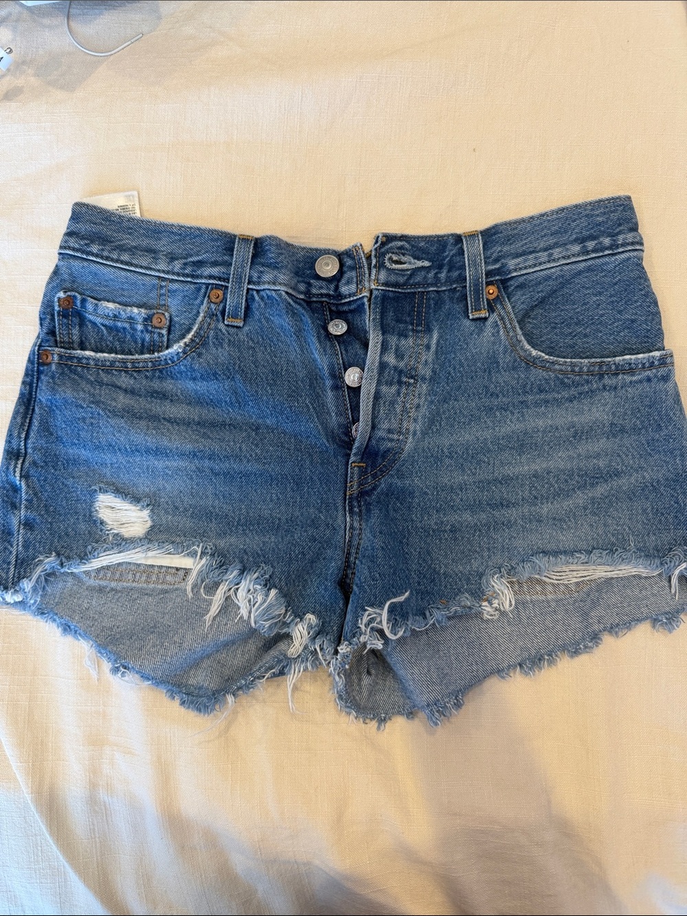Levi's Distressed Blue Denim Cutoff Shorts